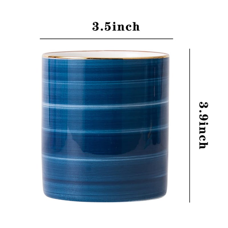 PinbWD Ceramic Pen Holder Stand Cup Pencil Organizer Makeup Brush Holders for Home Office Desk (B) - Image 3